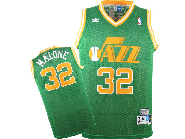  NBA Utah Jazz 32 Karl Malone Throwback Swingman Green jersey